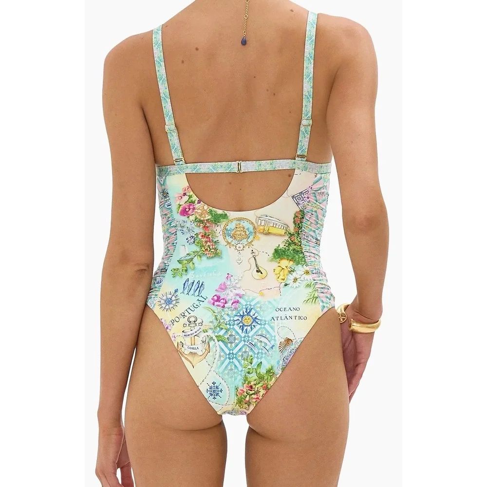 Camilla Just Coasting Knot Front Panelled One Piece Swimsuit Oceano Atlantico‎ S
